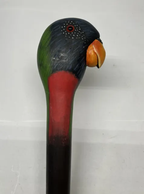 Parrot Bird Walking Stick Wooden Hand Carved Bird Walking Cane