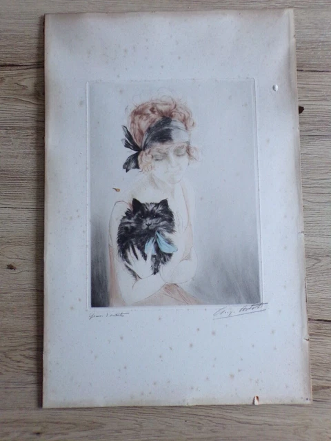 Epreuve D'artiste Signee / Femme Avec Son Chat