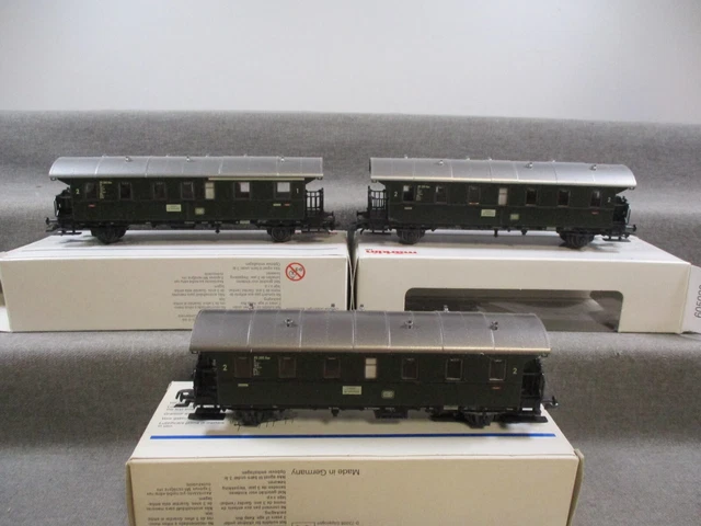 Set Märklin H0 3 Voitures Voyageurs DB "Donnerbüchse" - Boîte à Tonnerre Neuve époque III