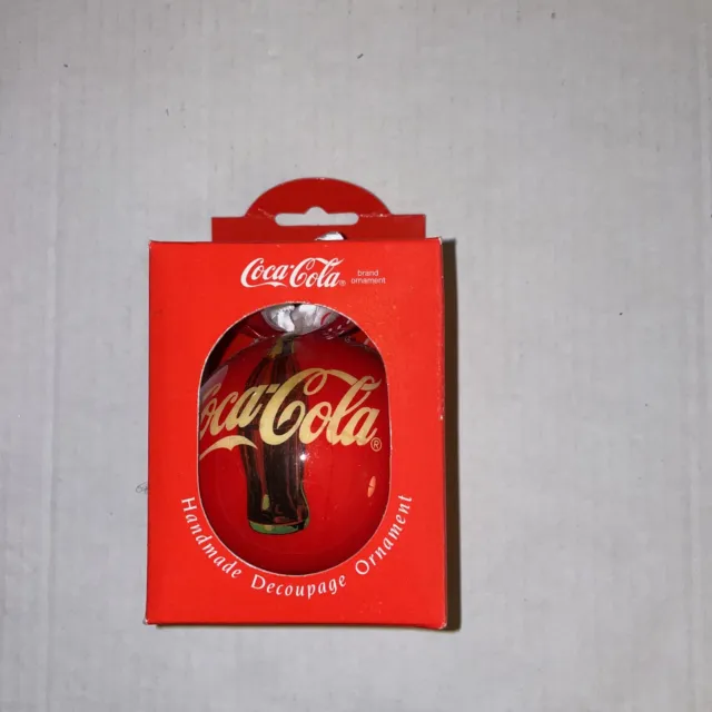Vintage 1993 Enesco Coca-Cola Logo 3" Bulb Style Christmas Ornament #601204 BNIB