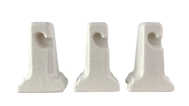 Vintage Art Deco Bracket Mount White Porcelain Towel Bar Holder Pair Plus One