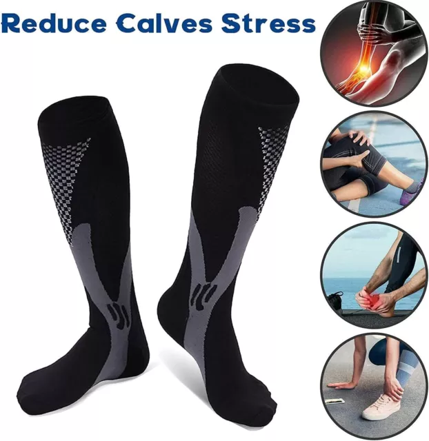 Calf Compression Socks Men Women Varicose Veins Anti-Fatigue Flight Run Travel