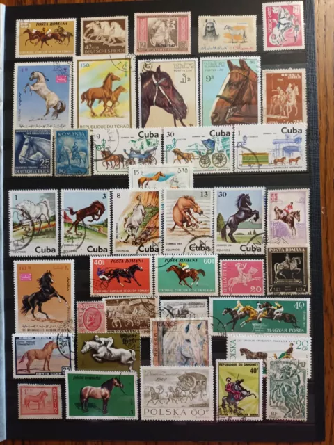 Lot de 40 Timbres Thématique "Chevaux" (THE 180)