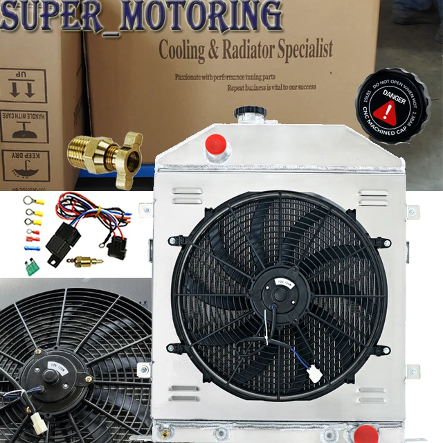 4 Row Radiator Shroud Fan Fit 1942-48 43 47 Ford Deluxe Coupe Mercury Series 29A