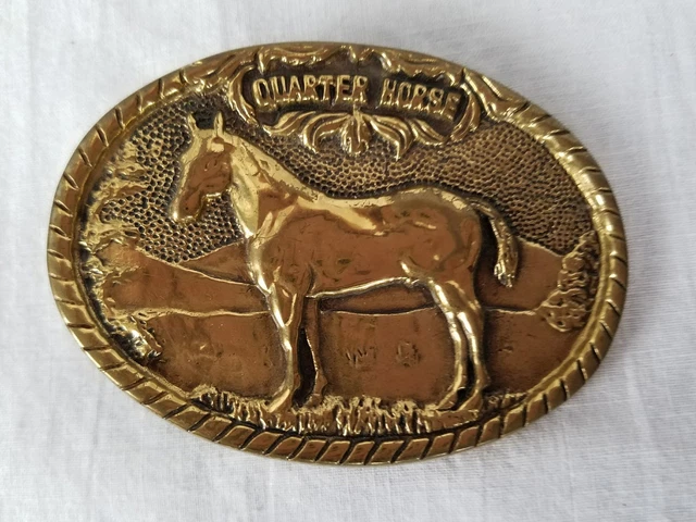 Boucle De Ceinture Vintage Années 70 USA - Thème équestre Cheval - Métal Western Cowboy