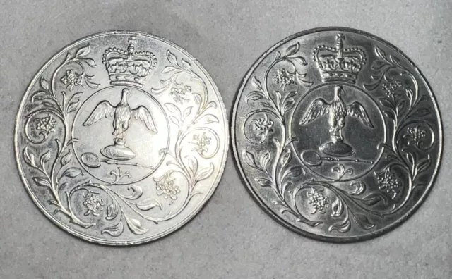 Two 1977 queen elizabeth ii silver jubilee commemorative coins
