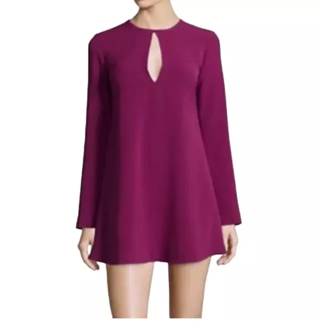 Elizabeth and James Brianna Purple Keyhole Long Sleeve Swing Mini Dress Size 4