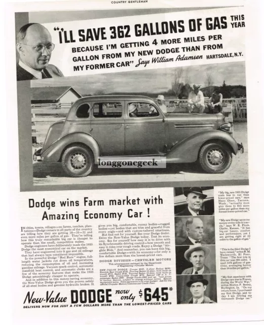 1935 Dodge 4-door Sedan Wins Farm Market With Economy Car Vintage Ad