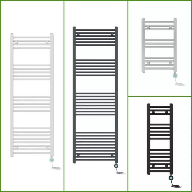 Prefilled Electric Heated Towel Rail Straight Radiator Bathroom Thermostatic Rad