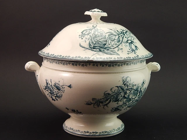 Antica Rara Zuppiera Societa' Ceramica Richard Milano Decoro Fiori Fine 800