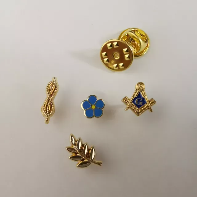 One Set of 4 PCS Mini Masonic Lapel Pins Badge Mason Freemason B29 FORGET ME NOT