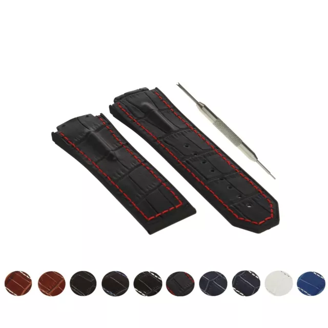 AHK Straps 48mm Leather Watch Strap for Hublot F1 King Power w/ Gift Tool