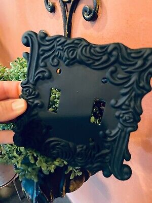 Vintage-Black Farmhouse Cast Iron Dual Toggle Light Switch Plate French Cover