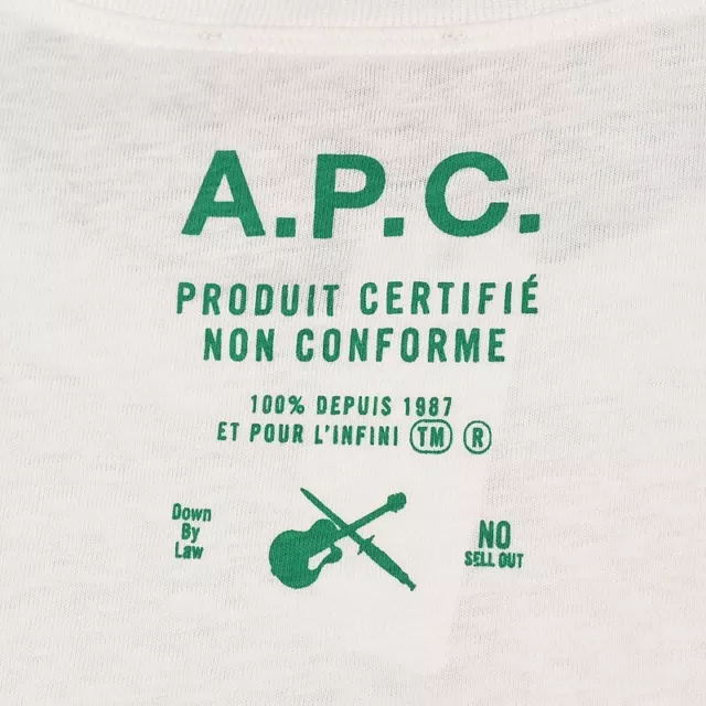 A.P.C. Mens White MIKE Logo Slub Cotton Crew Neck Short Sleeve T Shirt XXL NWT 2