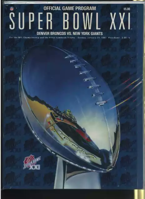 Super Bowl XXI football program Giants vs Broncos   MBX56