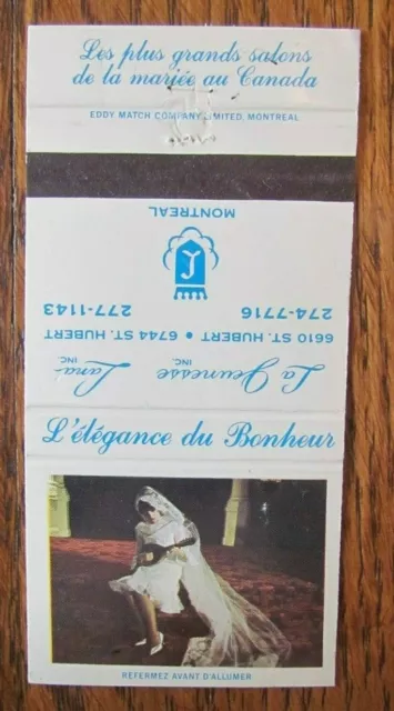 Girlie Lady Matchbook Cover: La Jeunesse Wedding Dresses Montreal, Quebec -D14
