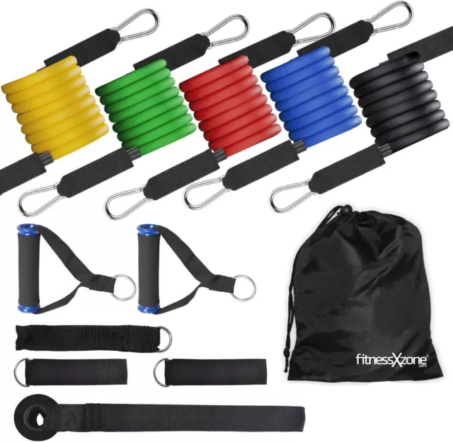 Resistance Bands Set 12Pc Handles Fitness Training Exercise for Yoga Gym Workout