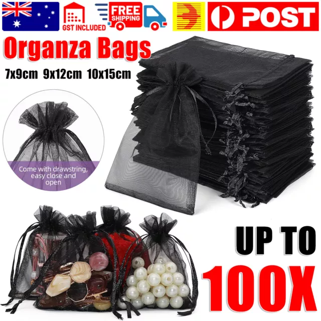 3 Size Organza Bag Black Sheer Bags Candy Packaging Jewellery Gift Wedding Pouch