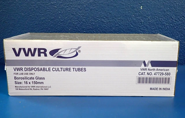 VWR Avantor Disposable Culture Tubes | Borosilicate Glass 16x150mm | 47729-580