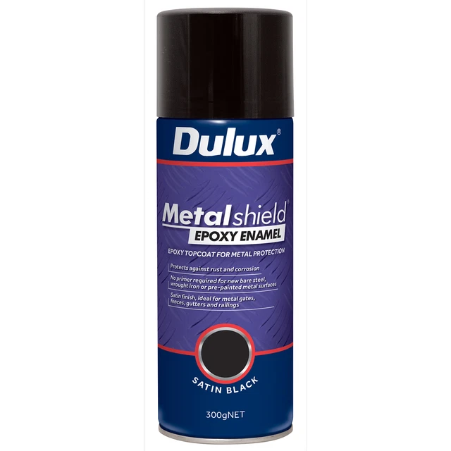 DULUX 300G METALSHIELD Epoxy Enamel Spray Paint Satin Black 25.49