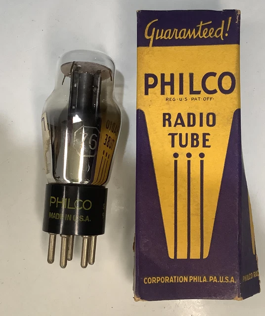 Tube électronique (lampe) Philco Type 76 NOS - Testé 100%, Origine USA, Ouvert Jamais Utilisé