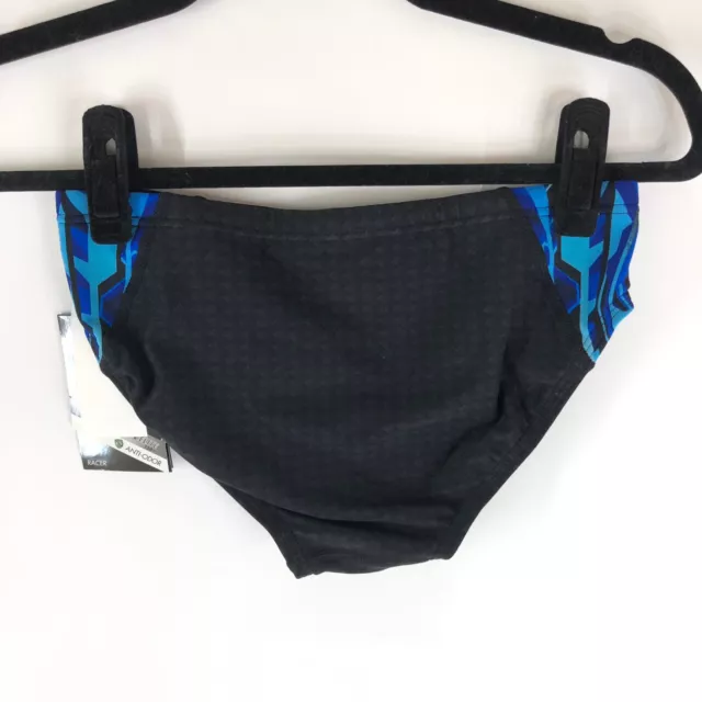 TYR Mens Bravos Blade Splice Racer Swimwear Brief Drawstring Black Blue 30 US S 2