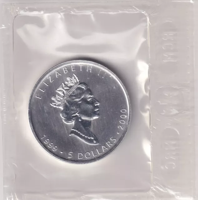 AV-VD Kanada 1999/2000 5 Dollars Maple Leaf Privy  1 OZ 999 Silber Folie H23