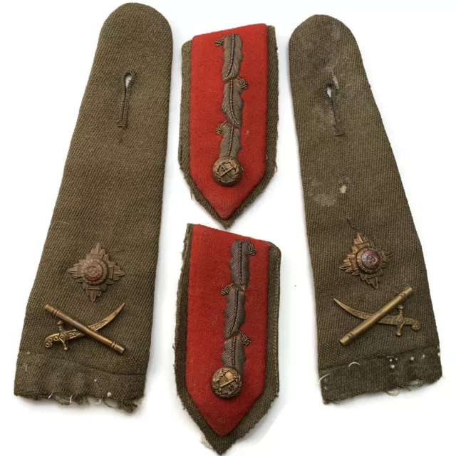 WW2 British Major-General's Epaulette Rank Insignia Baton Pips & Red Tab Gorgets