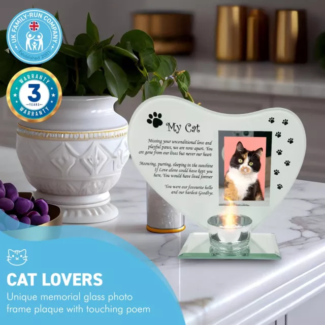 My Cat Smile glass memorial candle holder and photo frame 2