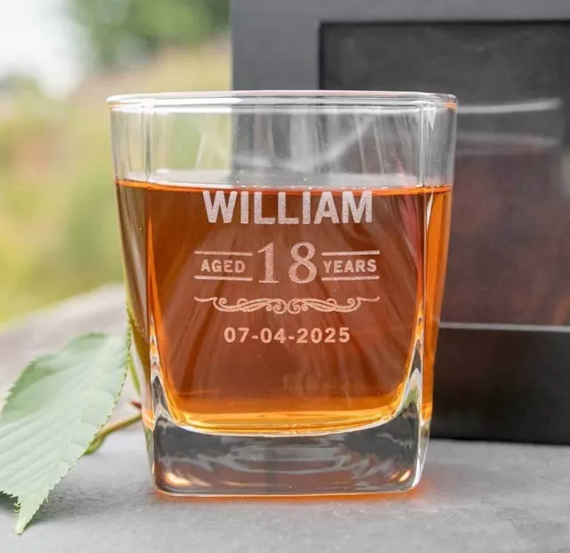 Personalised Engraved Name Birthday Scotch Whiskey Glass Present Gift 21st 30th