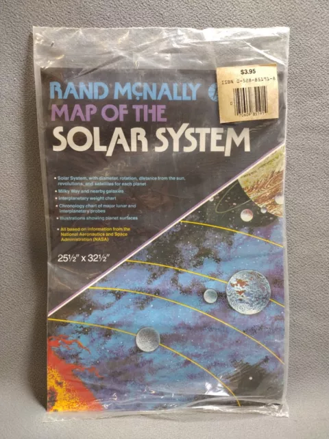vintage Rand Mcnally  25.5in x 32.5in map of the solar system sealed poster