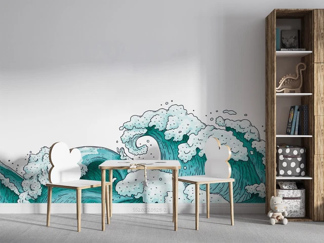 3D JAPANESE WAVE Ocean Wallpaper Wall Mural Peel and Stick Wallpaper ...