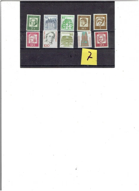 BUND : 10 versch. postfrische DS- Marken / 7
