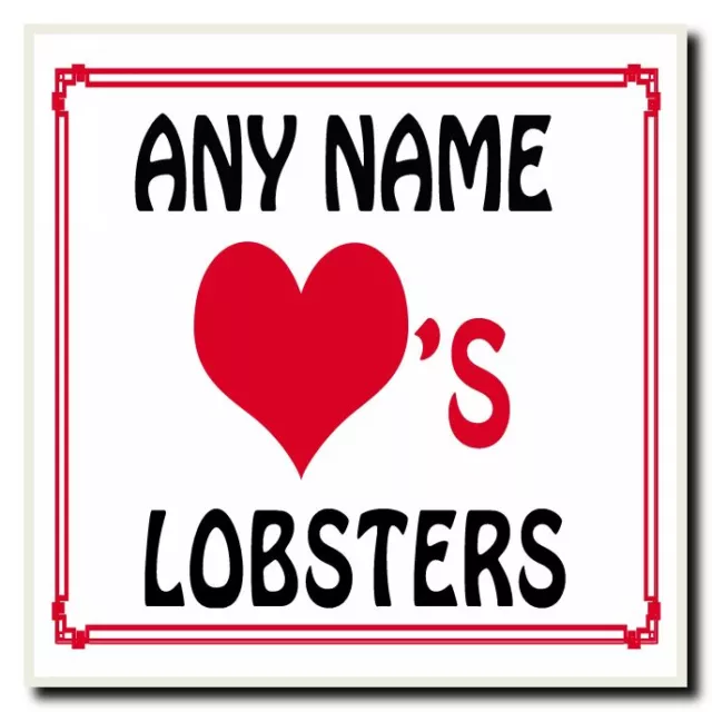 Love Heart Lobsters Personalised Coaster