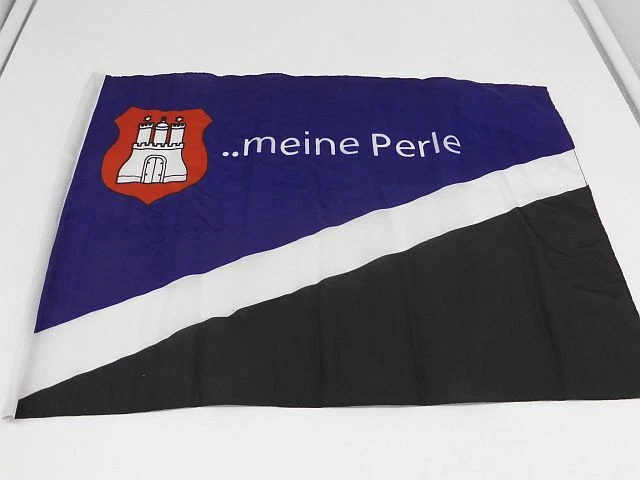 FLAGGE HAMBURG MEINE Perle mit Wappen Deko Fahne 30x45 cm Stockfahne ...