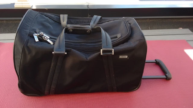 Tumi Wheeled  Nylon Carry-On Luggage Black/Tan Rolling