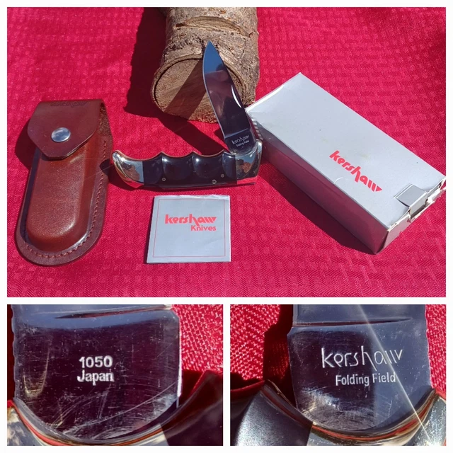 VINTAGE KERSHAW 1050 Lockback Folding Field Pocket Knife Japan w/Sheath