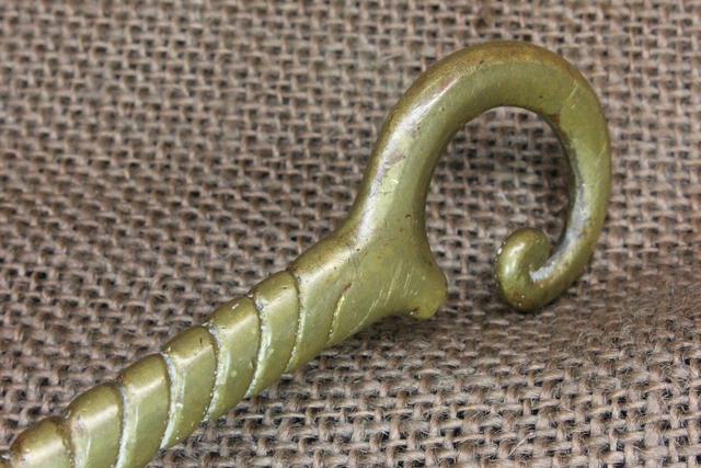 Old Hall Mirror Coat Hook Antique Brass Fancy Vintage Tarnished Mansion 10