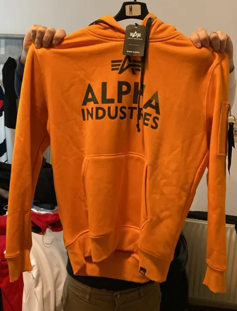 Felpa Uomo Alpha Industries - Arancione - Taglia L - Nuova Con Etichetta