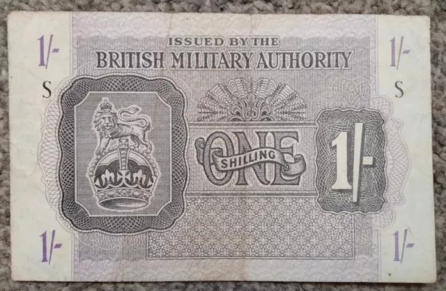 British Military Authority 1 Shilling 1943 P-M2  VF