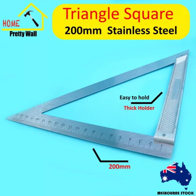 200mm Try triangle Square Steel Type A Ruler Measure GOOD 90° 45° Steel hold DIY