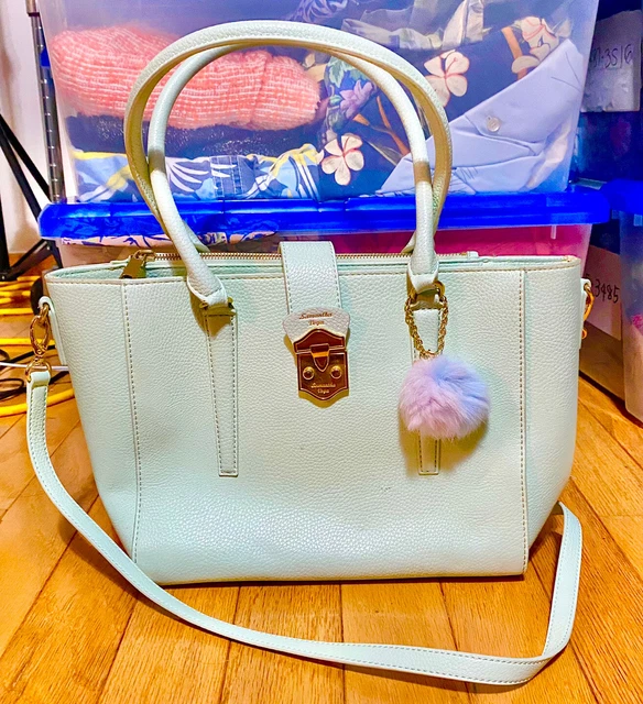 Samantha Vega Leather Tote Bag Crossbody Bag Light Blue Turquoise Designer