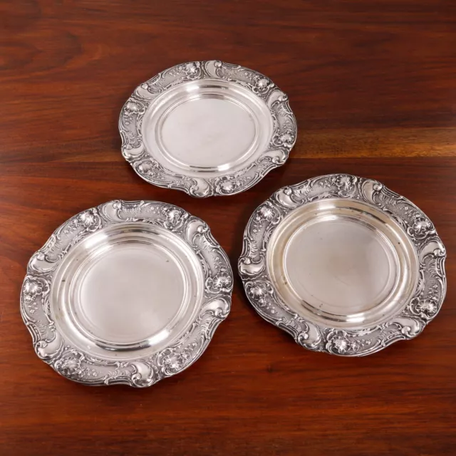 3 Koch & Bergfeld German Rococo 800 Silver Underplates #11559 Shells Botanicals