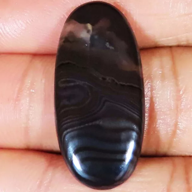 18.50 CT Natürlich Schwarz Psilomelan Oval Cabochon Locker Edelstein 15x32x3 MM