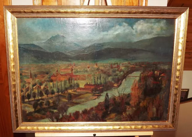 Antique German Impressionist Expressionist Plein Air Landscape Oil Painting Old