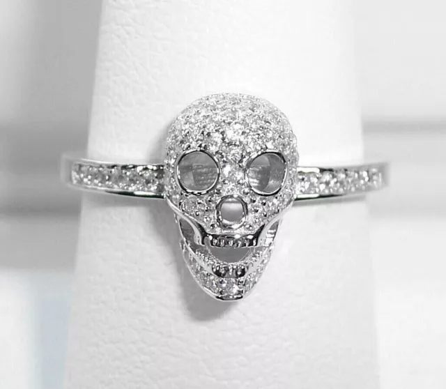 Bague tête de mort gothique en diamant simulé, en argent sterling 925,...