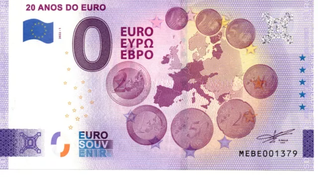 Billet Touristique Euro Souvenir 0 Euro  Portugal - 20 Anos Do Euro 2022-1