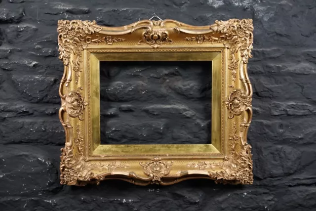 Large Antique Gilt & Gesso Wooden Picture Frame ~ Very Ornate Double Depth