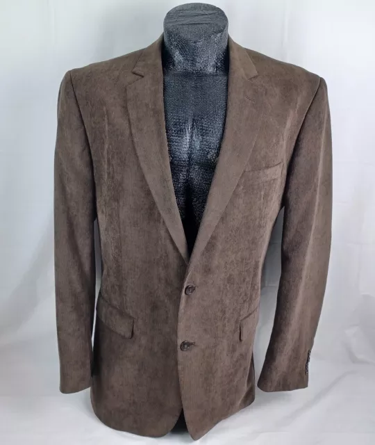 Jones New York 48XL Mens Micro Ribbed Blazer Jacket Solid Brown 2-Button