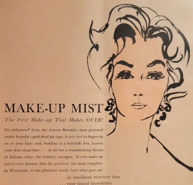 Scandia Make-Up Mist Makeup Cosmetics Original Print Ad New Yorker 1960 ~8x11"